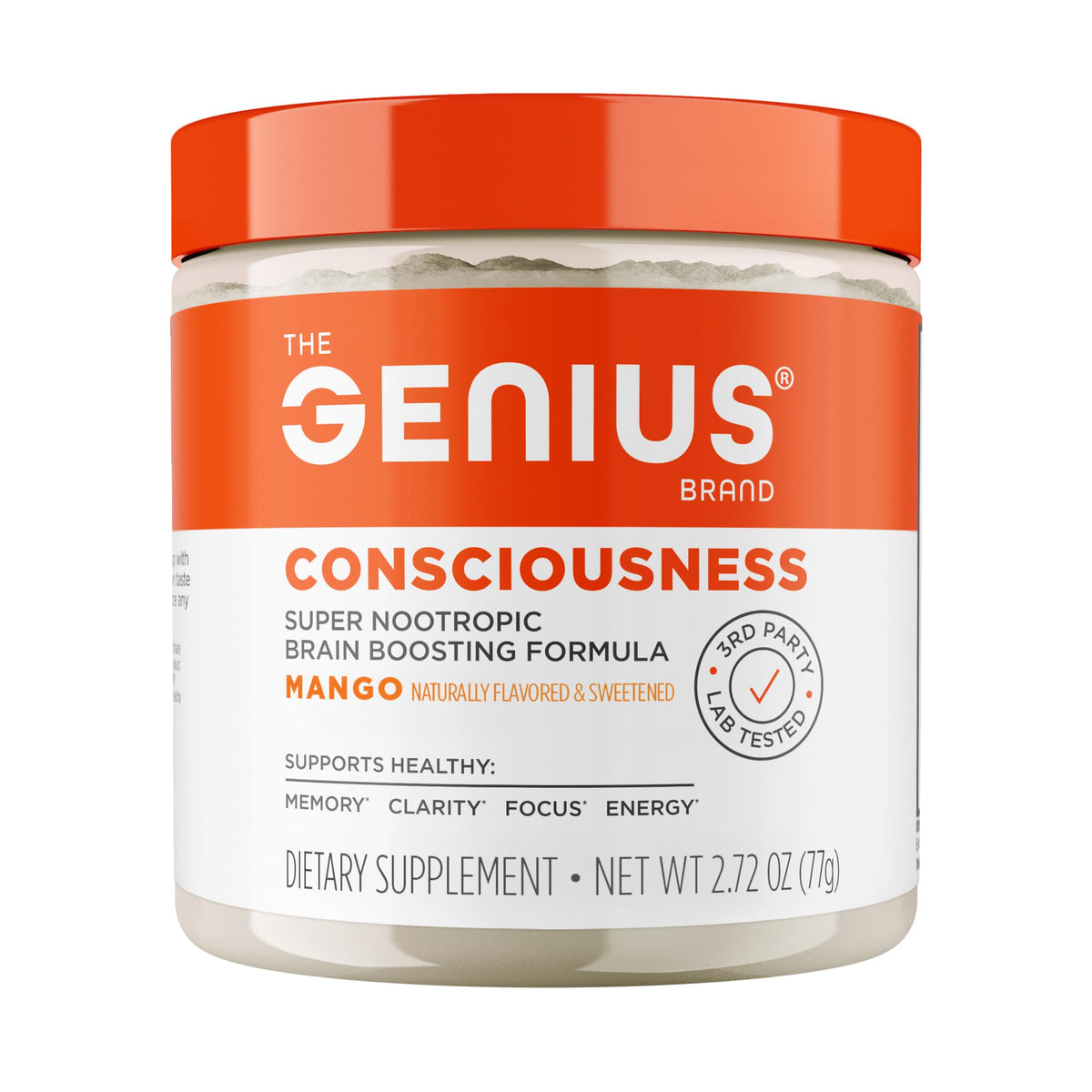 Genius Consciousness Poudre Nootropique Mangue vue de face