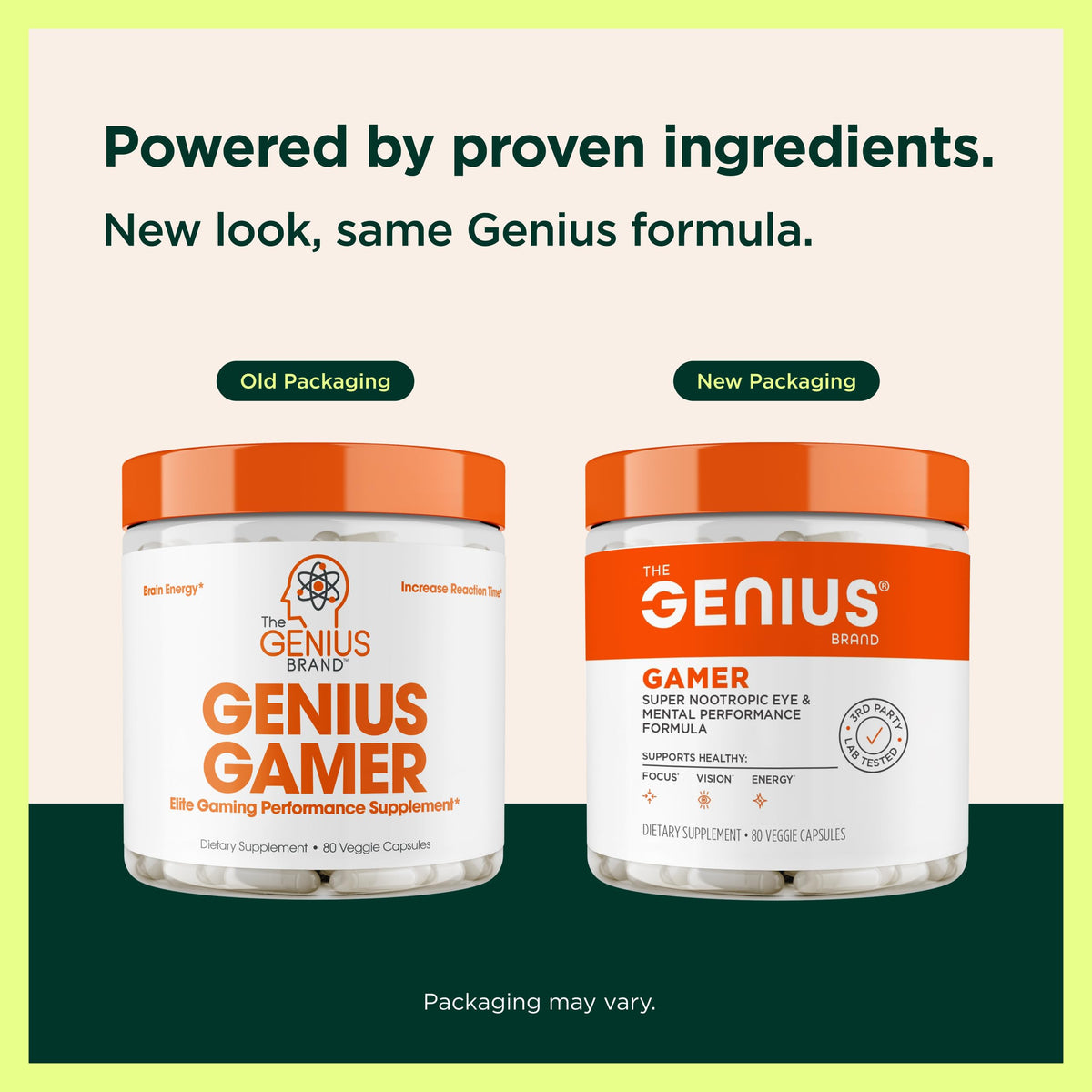 Genius Gamer complément alimentaire étiquette avec ingrédients
