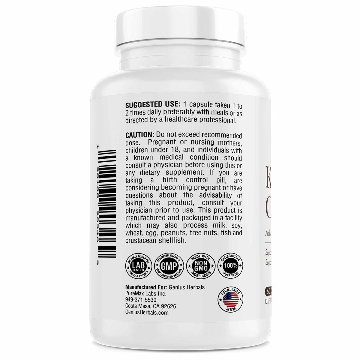Genius Herbals Nettoyage des Reins capsule ouverte montrant son contenu