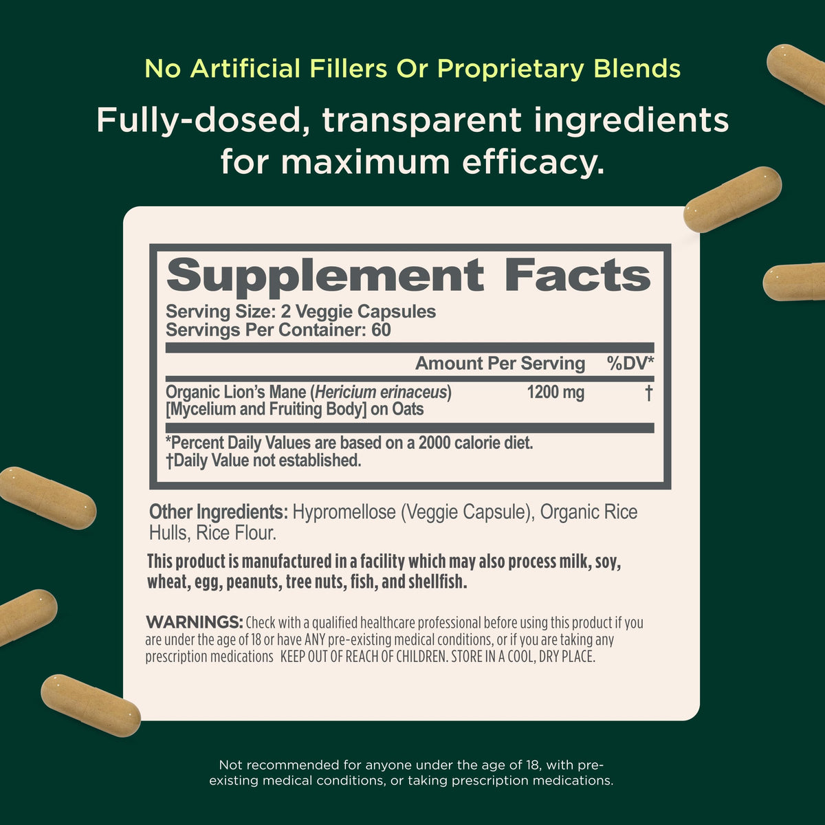 Genius Lion's Mane 120 Veggie Ct - capsules végétales à l'intérieur du flacon
