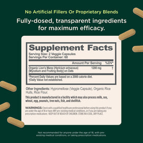 Genius Lion's Mane 120 Veggie Ct - capsules végétales à l'intérieur du flacon