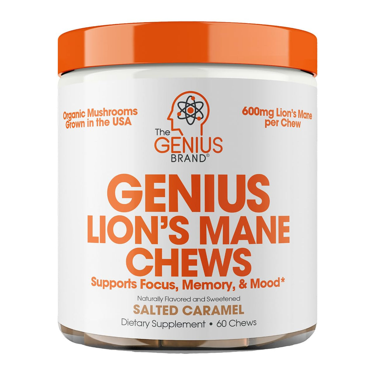Genius Lion's Mane Chews caramel salé, emballage avant
