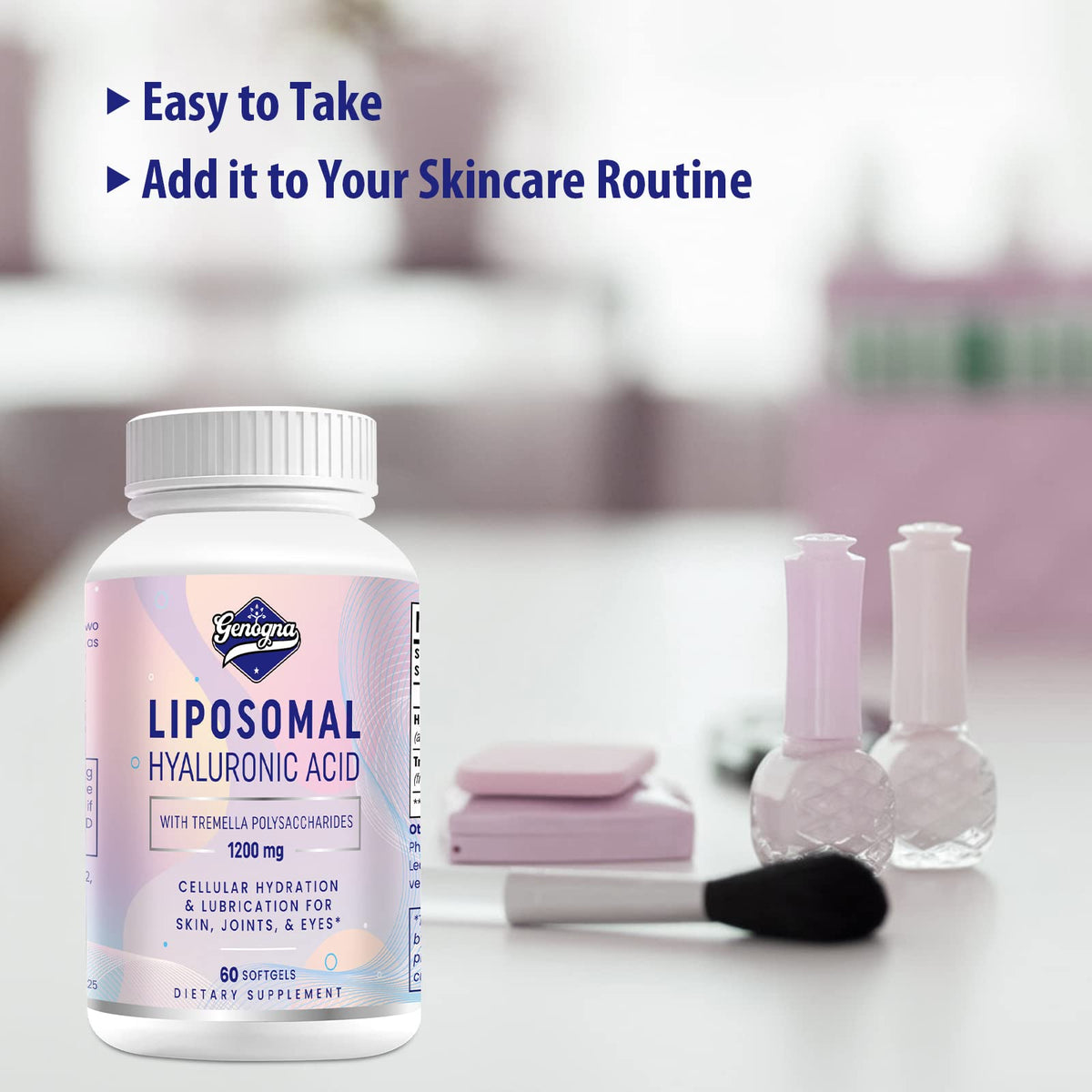 Genogna Acide Hyaluronique 1000mg capsules montrant la texture