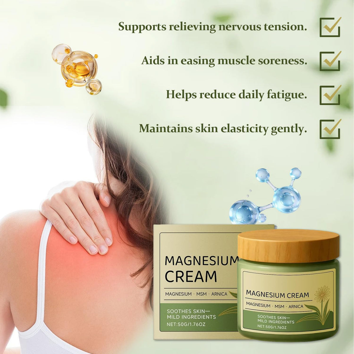 GENTERUN Crème de Magnésium 68g texture de la crème sur la main