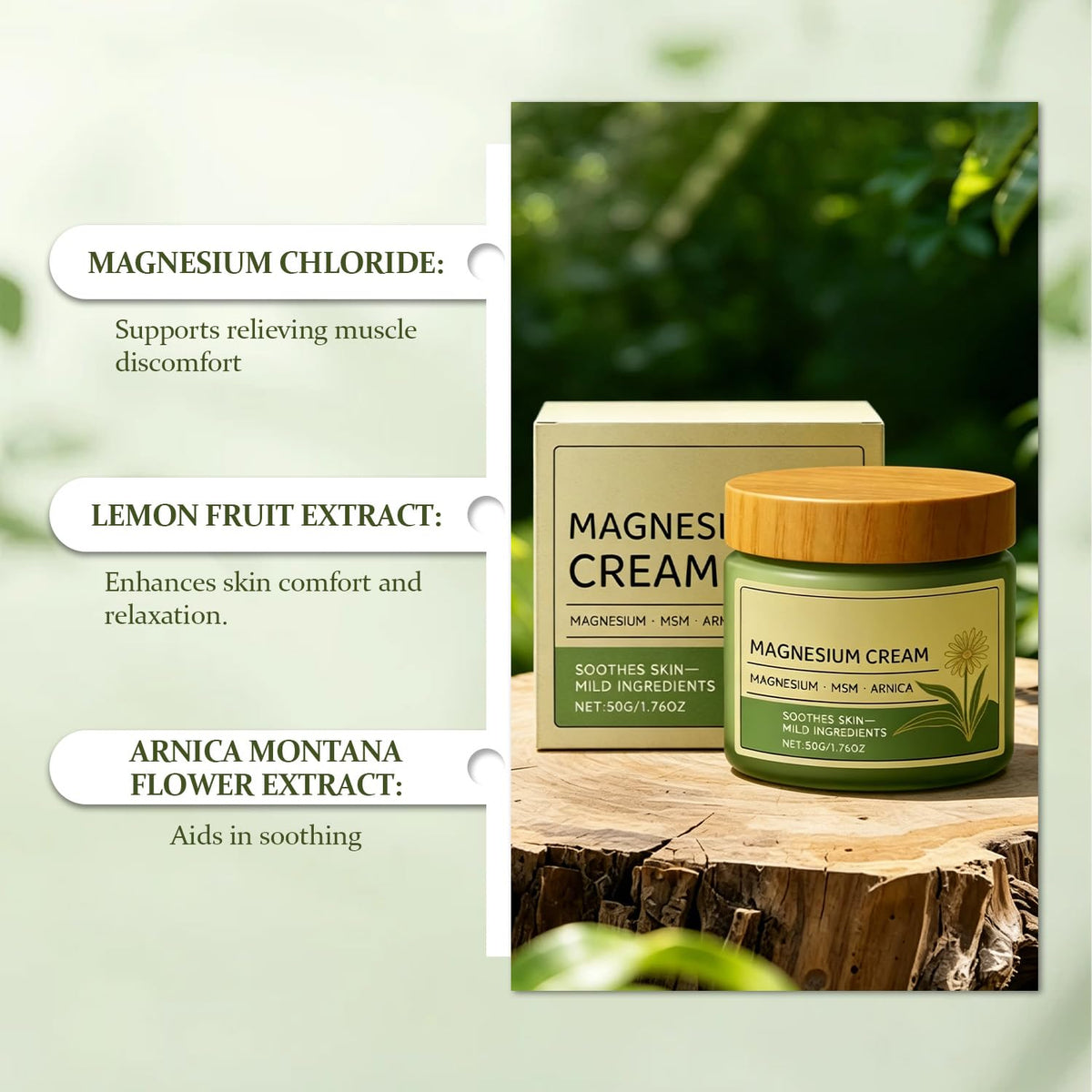 GENTERUN Crème de Magnésium 68g vue arrière avec ingrédients