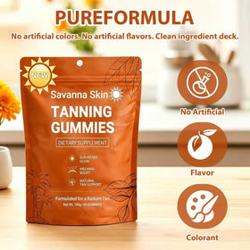 GENTERUN gummies autobronzantes femme gummies de saveur tropicale sur fond blanc