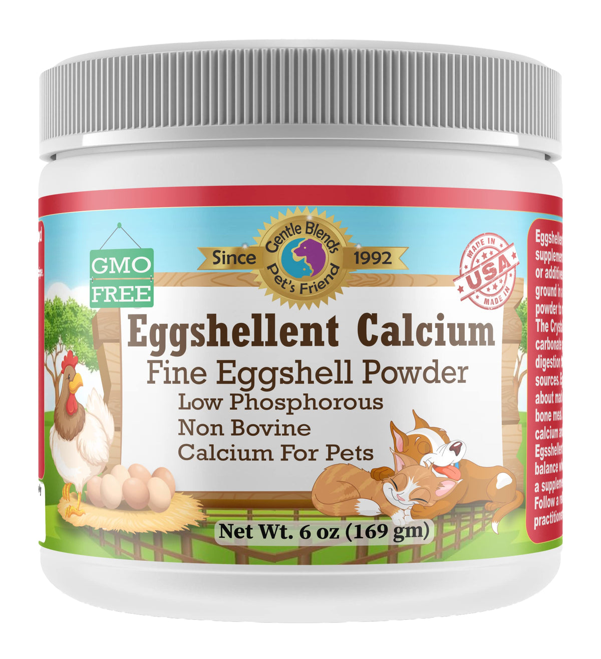 GENTLE BLENDS Calcium Poudre Coquilles Œufs 249g, vue de face
