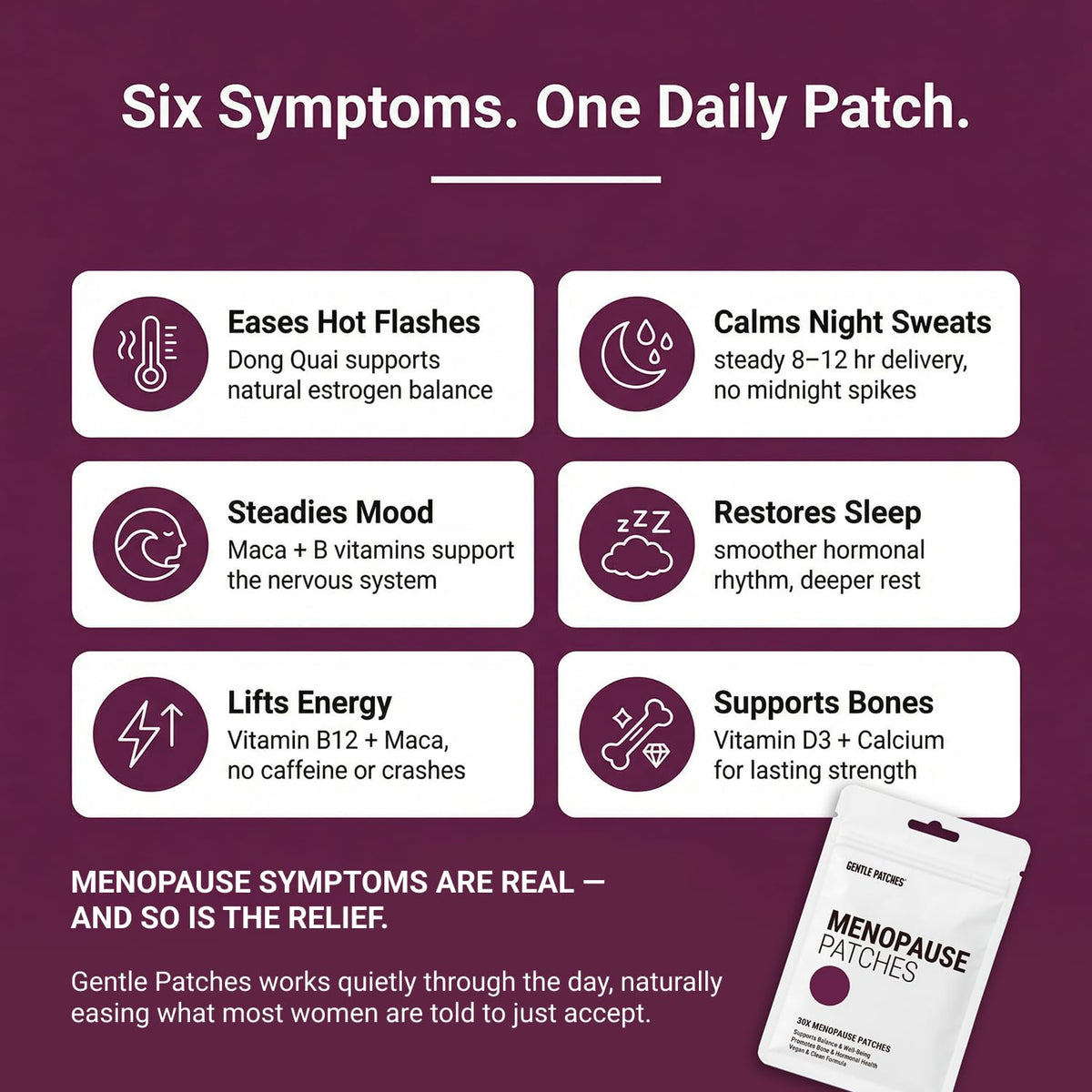 Gentle Patches Patches de Soulagement Ménopause emballage
