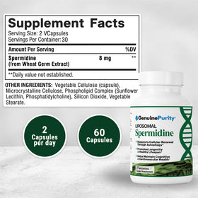 GenuinePurity Liposomal Spermidine 8mg 60 capsules emballage