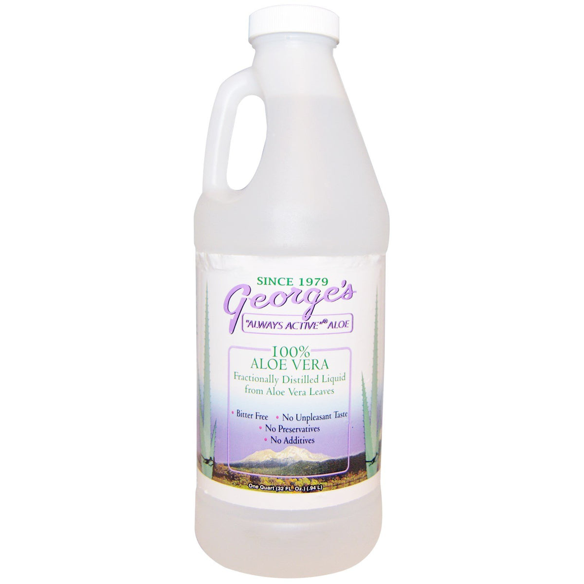 George's Aloe Vera 100% Liquide 32 fl oz bouteille vue de face