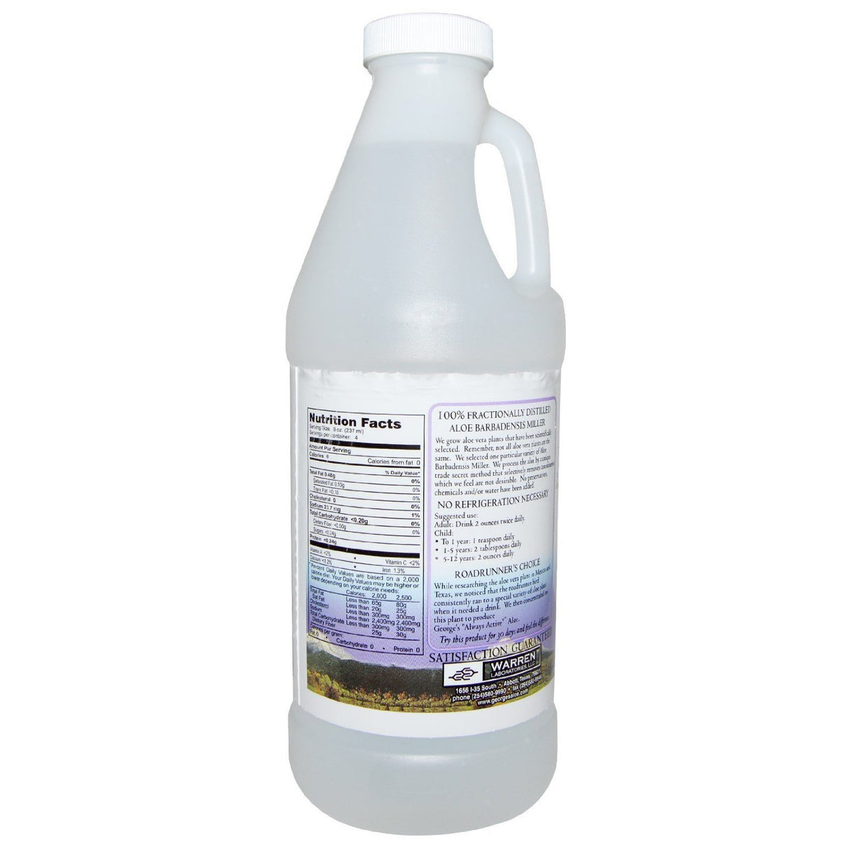 George's Aloe Vera 100% Liquide 32 fl oz étiquette et format