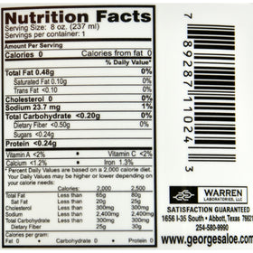 George's Aloe Vera 8 fl oz étiquette et détails du produit