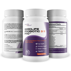 Gerdlife Probiotic 3 11 Pro bouteille ouverte avec capsules visibles