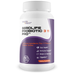 Gerdlife Probiotic 3 11 Pro bouteille vue avant avec capsules