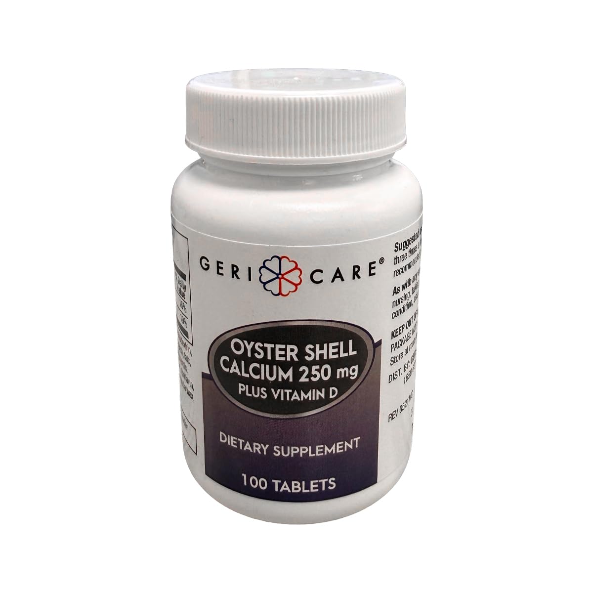 GeriCare Calcium 250mg comprimés sur fond blanc