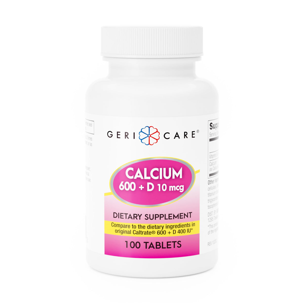 GeriCare Calcium 600mg comprimés vue avant avec emballage