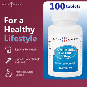 GeriCare Calcium de Coquille d'Huitre 500 mg, vue de côté de la boîte