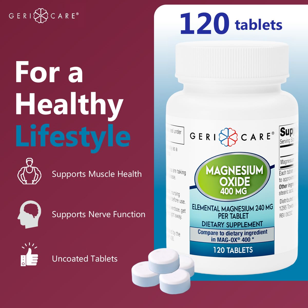 GeriCare Complément Alimentaire Magnésium 240 mg - vue arrière