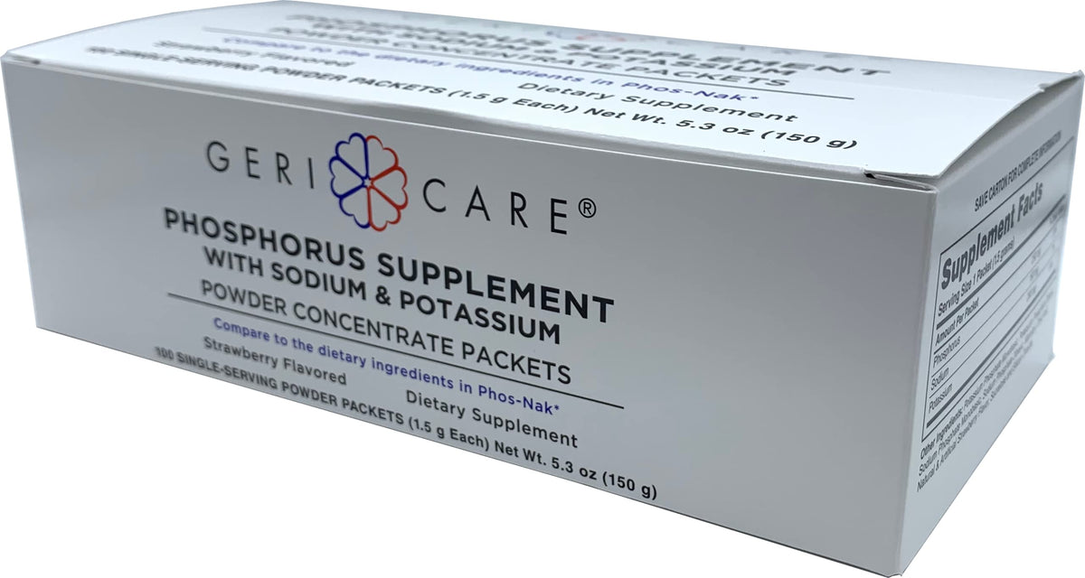 GeriCare Complément Alimentaire Phosphore Saveur Fraise - Boîte de 100 sachets