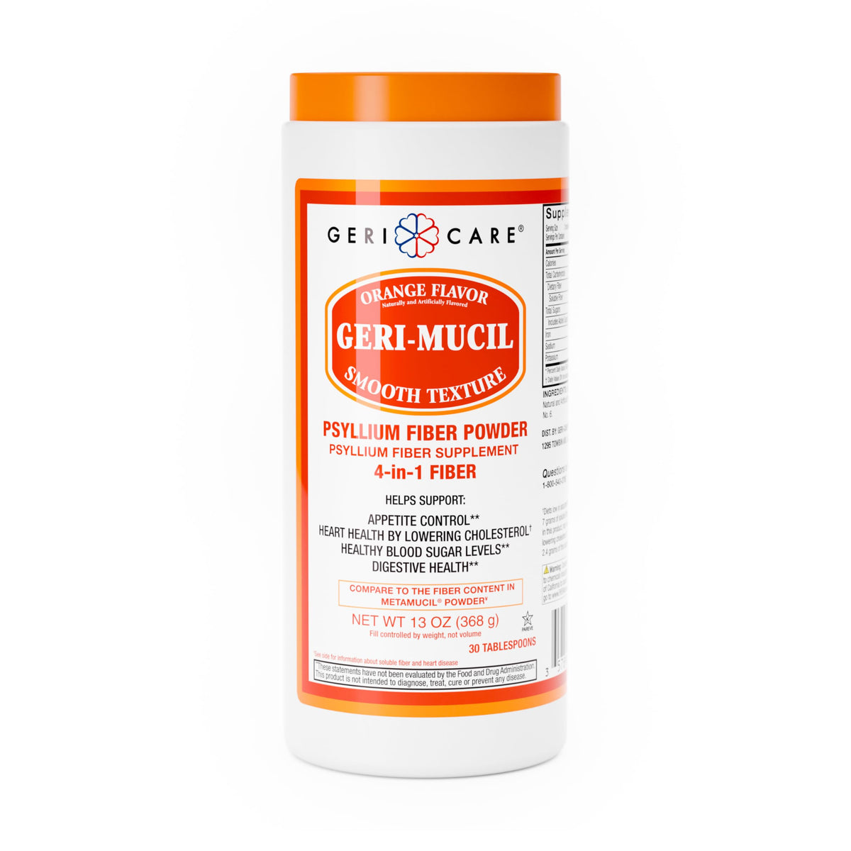 GeriCare Geri-Mucil Poudre de Psyllium 4-en-1 431g vue de face