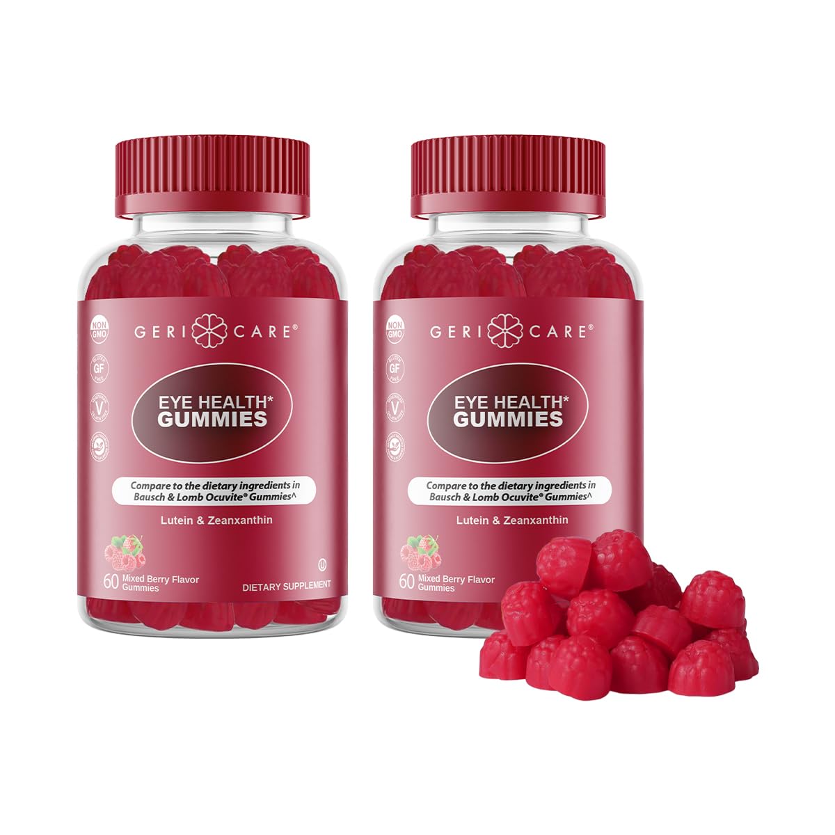 GeriCare Gummies de soutien visuel au goût de fruits rouges, face avant
