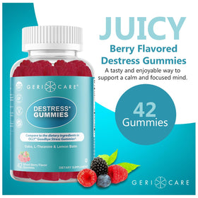 GeriCare Gummies DeStress, emballage avec fruits rouges