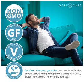 GeriCare Gummies DeStress, vue de côté de l'emballage