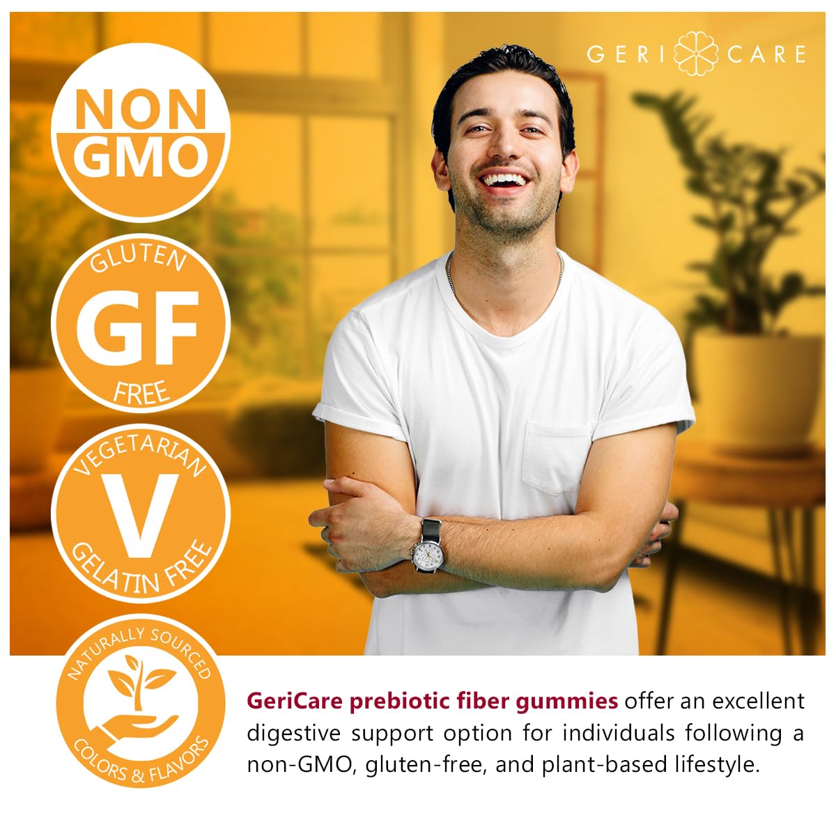 GeriCare Gummies Prébiotiques 72 Comp. à côté d'un verre d'eau