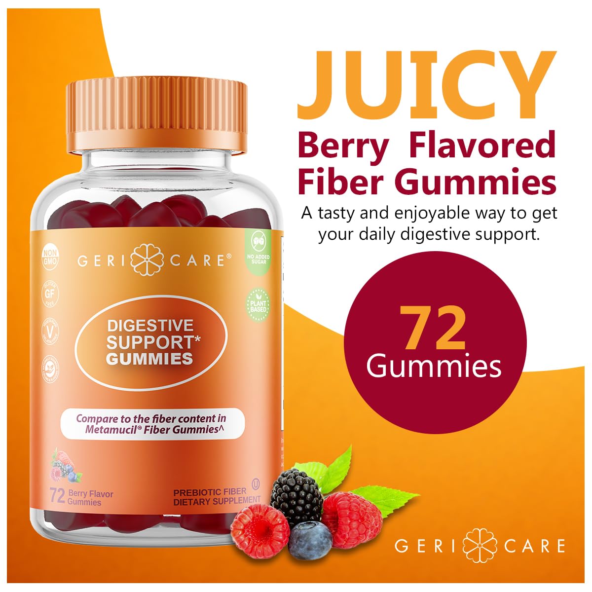 GeriCare Gummies Prébiotiques 72 Comp. emballage et informations nutritionnelles