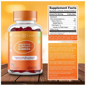 GeriCare Gummies Prébiotiques 72 Comp. sur une table avec des fruits
