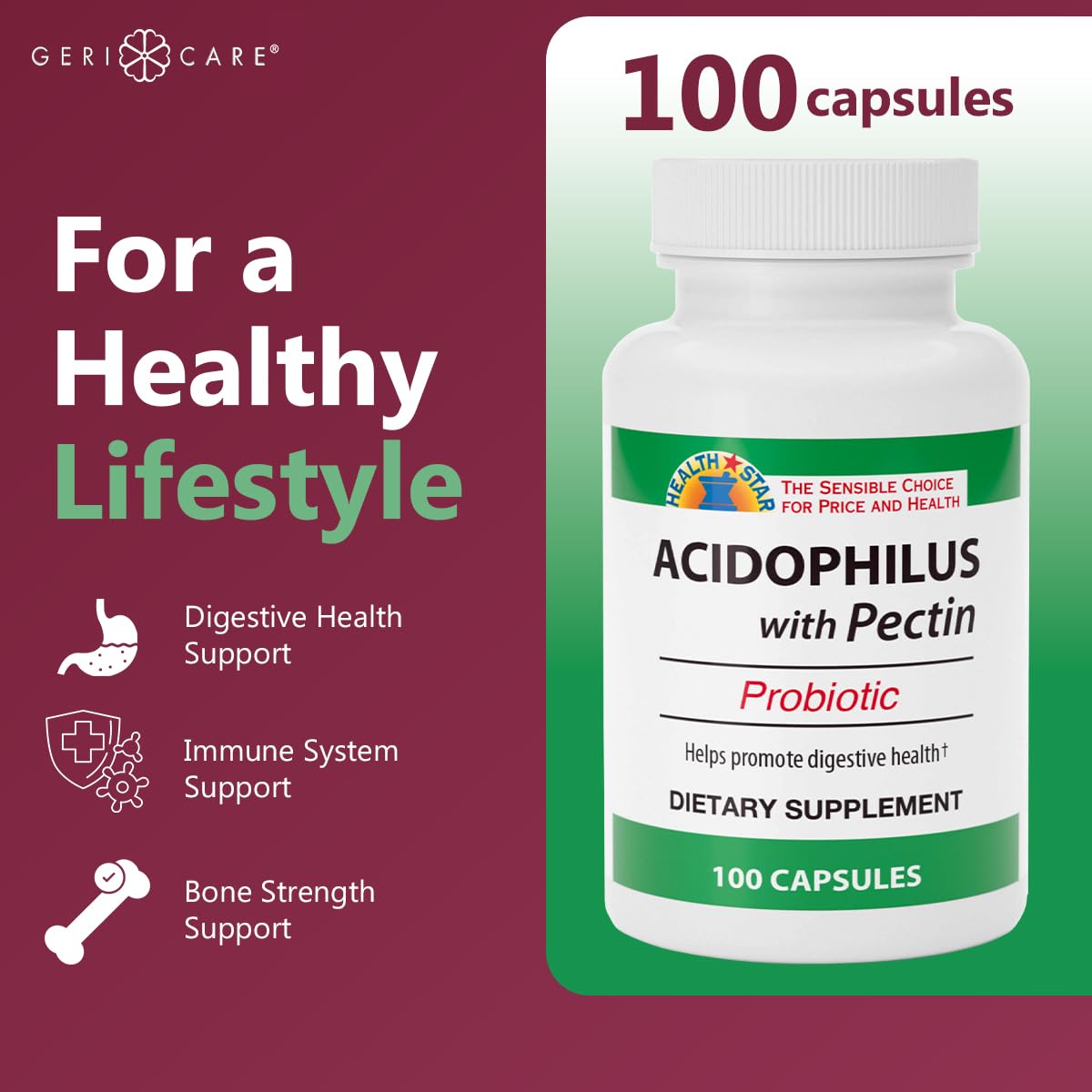 GeriCare Probiotiques avec Pectine capsules en gros plan