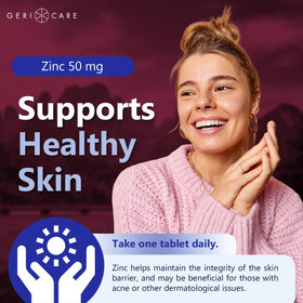 GeriCare Sulfate de Zinc 50mg flacon avec étiquette visible