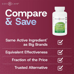 GeriCare Vitamine C 1000 mg, comprimés sur une cuillère