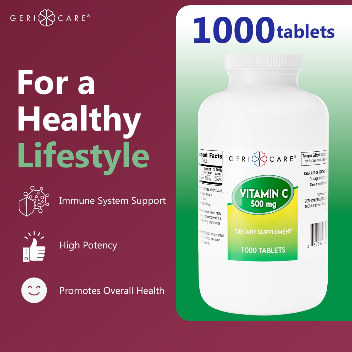 GeriCare Vitamine C 500 mg comprimés en gros plan