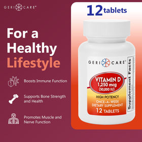 GeriCare Vitamine D 1 250 mcg comprimés en vue de près