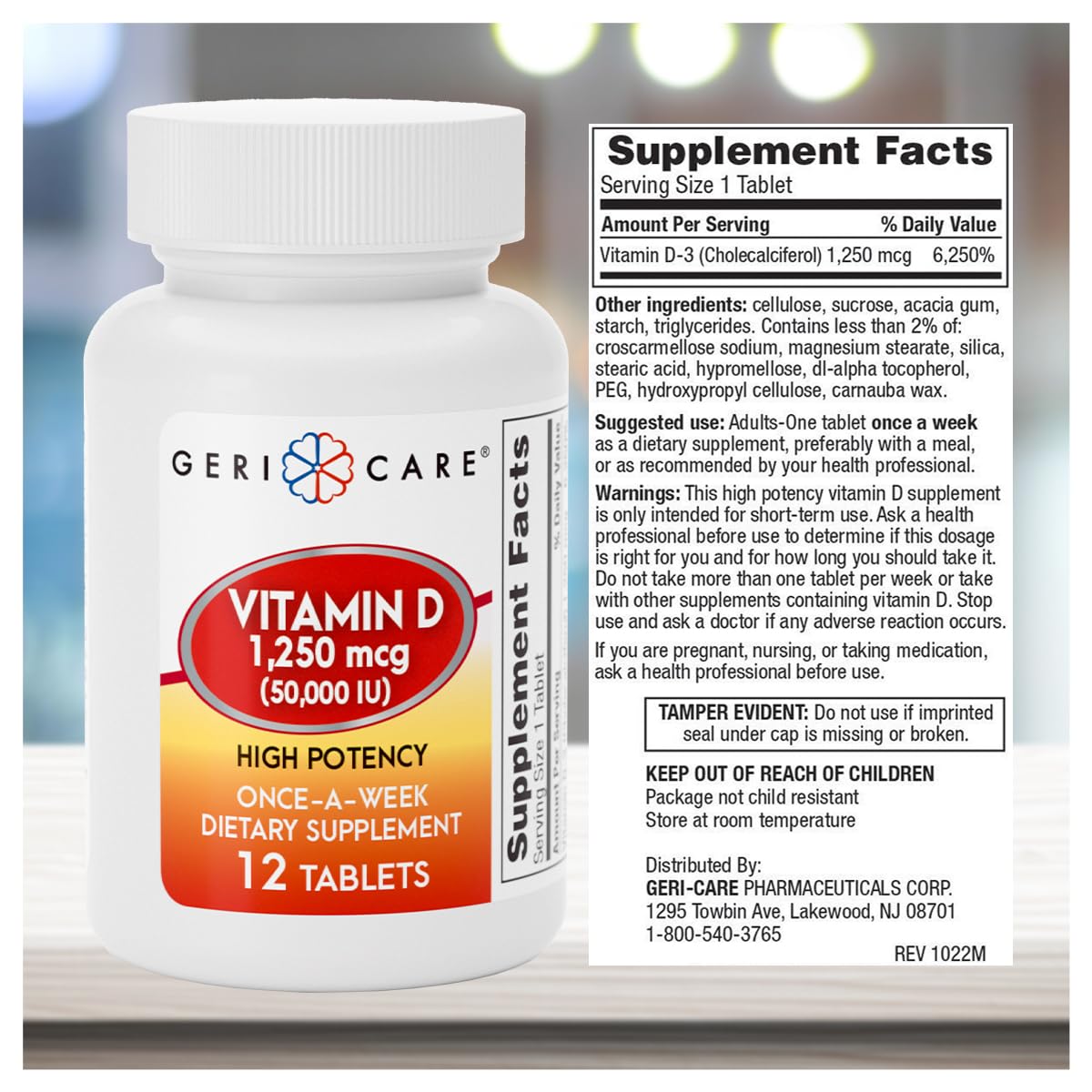 GeriCare Vitamine D 1 250 mcg informations nutritionnelles