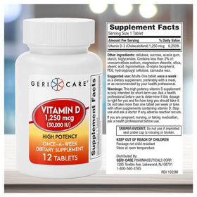 GeriCare Vitamine D 1 250 mcg informations nutritionnelles