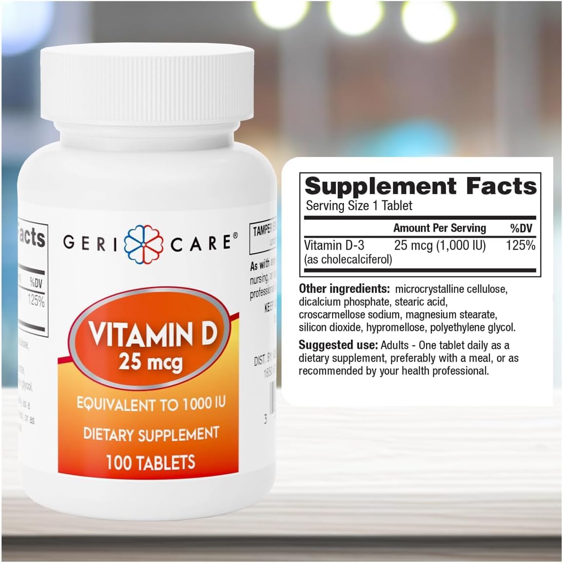GeriCare Vitamine D 25mcg comprimés côté