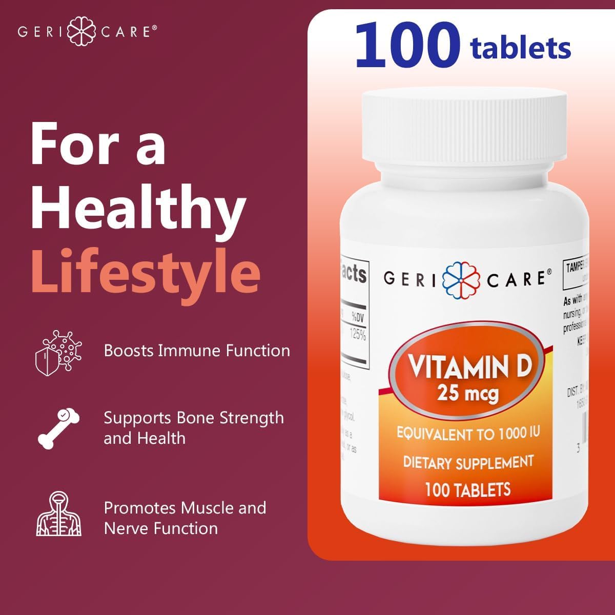 GeriCare Vitamine D 25mcg comprimés emballage
