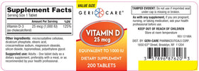 GeriCare Vitamine D-3 25 mcg comprimés sur une table