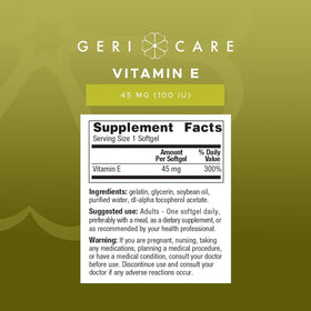 GeriCare Vitamine E 100 IU gélules avec d'autres compléments