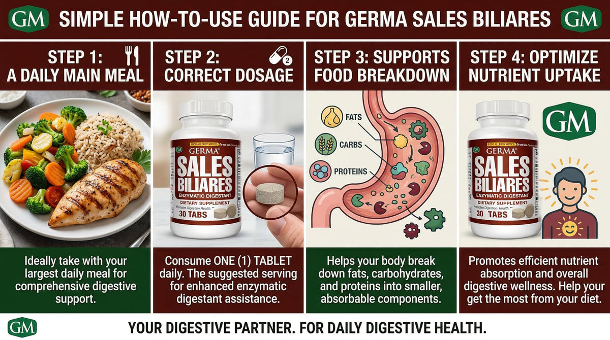 Germa Bile Salts 30 comprimés, étiquette avec ingrédients
