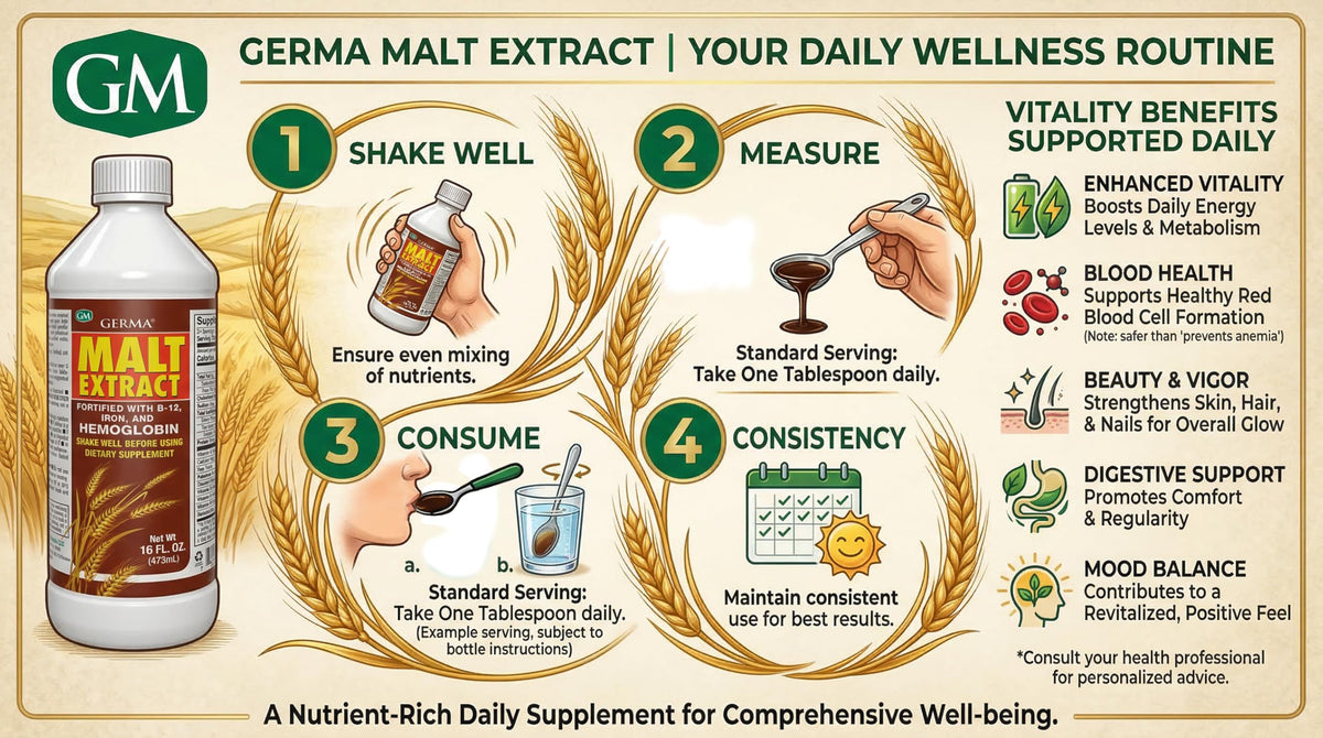 Germa Extracto de Malta 16oz dans un verre avec une boisson
