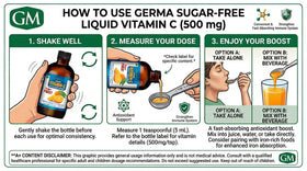 Germa Vitamine C Liquide 500mg 118ml versé dans un verre