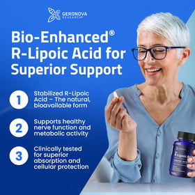 Geronova Research Acide R-Lipoïque Bio-Amélioré 600 mg, emballage
