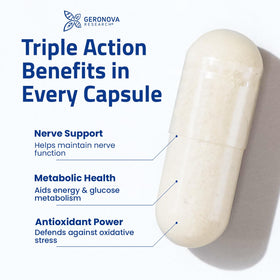 Geronova Research Acide R-Lipoïque Bio-Amélioré avec étiquette claire