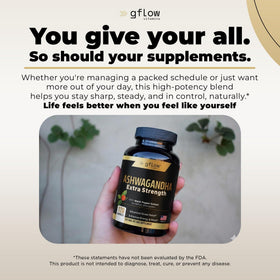 gflow vitamins Ashwagandha 300 mg bouteille ouverte avec capsules