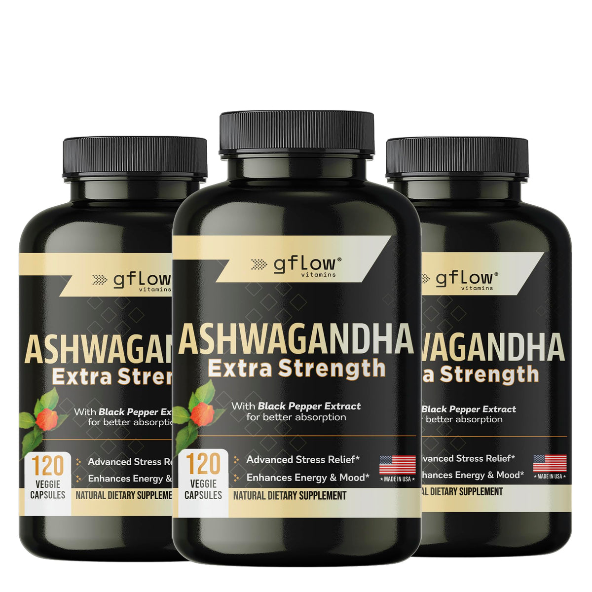gflow vitamins Ashwagandha 300 mg bouteille vue avant