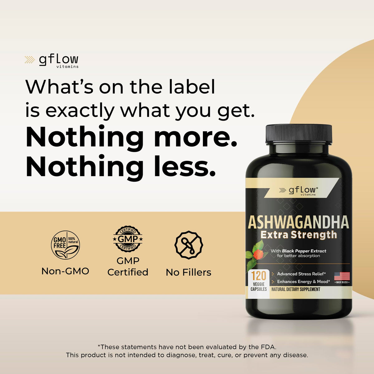 gflow vitamins Ashwagandha 300 mg capsules dans un bol