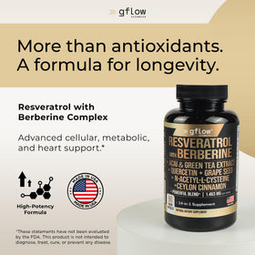 gflow vitamins Complément Alimentaire Resvératrol 1000mg contenant et capsules